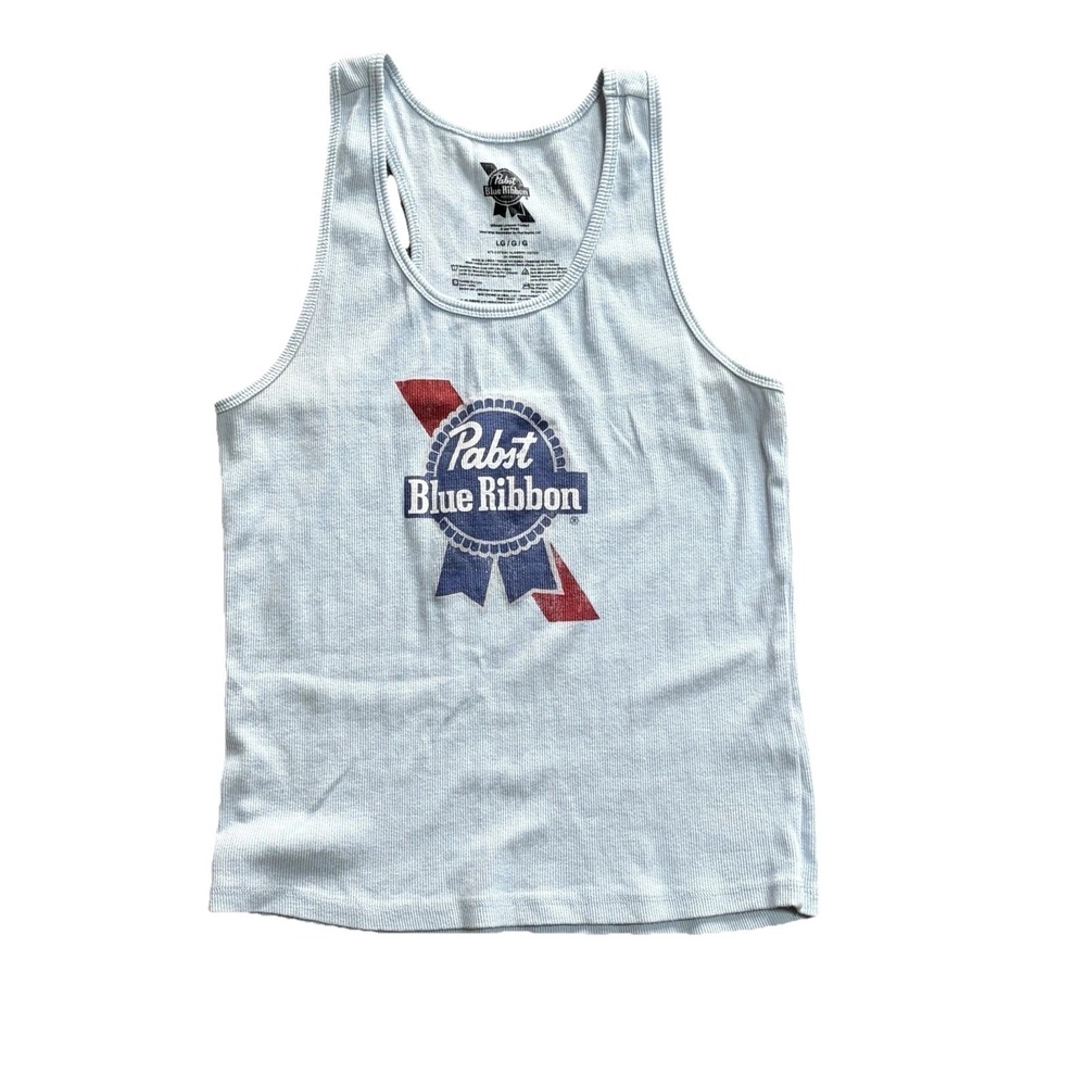 Women's PBR Ribbed Graphic Tank Top - Pabst Blue Ribbon Blue Large